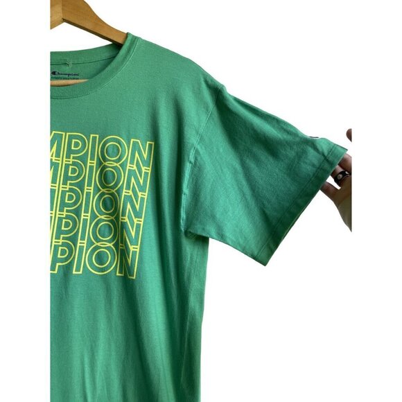 Champion Green Graphic Logo T-Shirt Crewneck Short Sleeve Medium - Picture 3 of 10